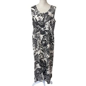 Jams World Vintage Black and White Floral Sleeveless Maxi Dress - L